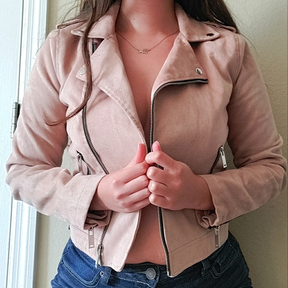 Dusty Pink Suede Jacket - Picture 1 of 6